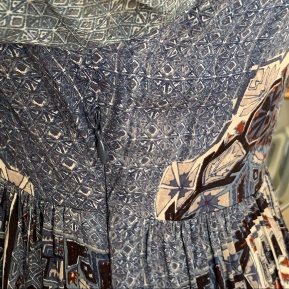 FREE PEOPLE Print Dress Boho Sheer Long Sleeves - Picture 6 of 12